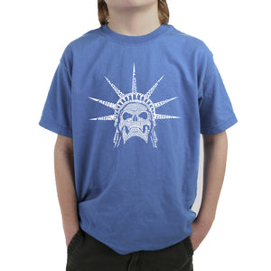 Freedom Skull  - Boy's Word Art T-Shirt