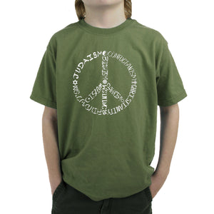 Different Faiths peace sign -  Boy's Word Art T-Shirt