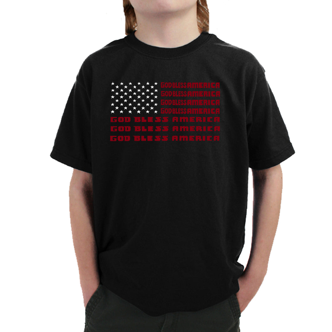 God Bless America - Boy's Word Art T-Shirt