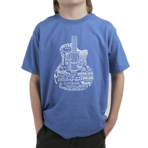 Languages Guitar - Boy's Word Art T-Shirt