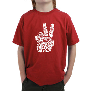 Peace Out  - Boy's Word Art T-Shirt