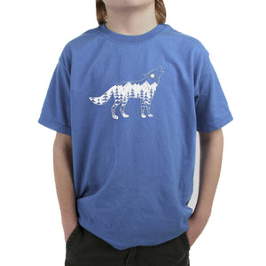 Howling Wolf  - Boy's Word Art T-Shirt