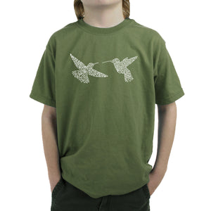 Hummingbirds - Boy's Word Art T-Shirt