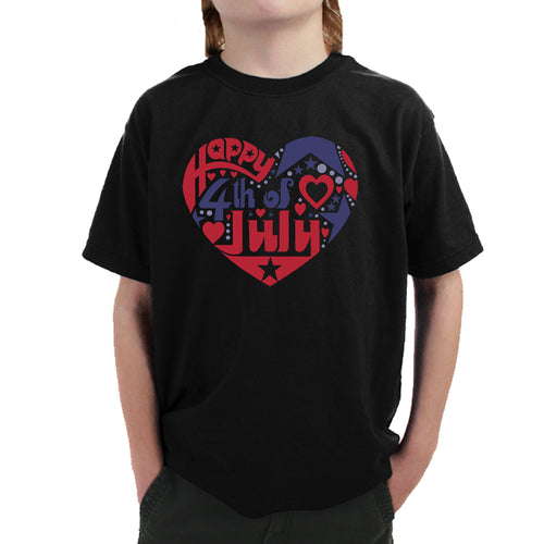 Boy's Word Art T-shirt - July 4th Heart