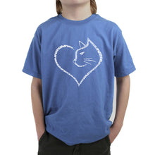 Load image into Gallery viewer, Cat Heart - Boy&#39;s Word Art T-Shirt