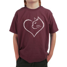 Load image into Gallery viewer, Cat Heart - Boy&#39;s Word Art T-Shirt