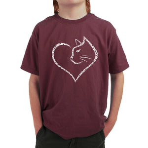 Cat Heart - Boy's Word Art T-Shirt