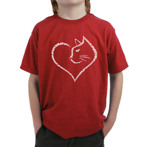 Cat Heart - Boy's Word Art T-Shirt