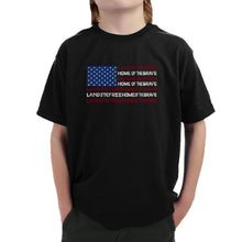 Load image into Gallery viewer, Land of the Free American Flag  - Boy&#39;s Word Art T-Shirt