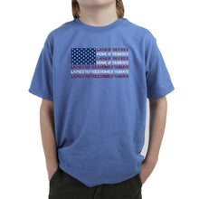 Load image into Gallery viewer, Land of the Free American Flag  - Boy&#39;s Word Art T-Shirt