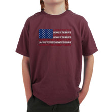 Load image into Gallery viewer, Land of the Free American Flag  - Boy&#39;s Word Art T-Shirt