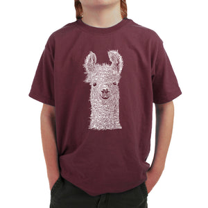 Llama - Boy's Word Art T-Shirt
