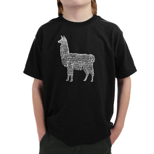 Llama Mama  - Boy's Word Art T-Shirt