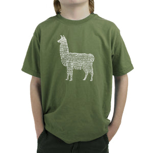 Llama Mama  - Boy's Word Art T-Shirt