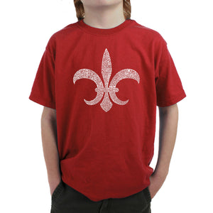 FLEUR DE LIS POPULAR LOUISIANA CITIES - Boy's Word Art T-Shirt