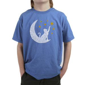 Cat Moon - Boy's Word Art T-Shirt