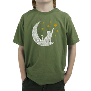 Cat Moon - Boy's Word Art T-Shirt