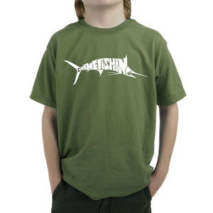 Marlin Gone Fishing - Boy's Word Art T-Shirt