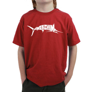 Marlin Gone Fishing - Boy's Word Art T-Shirt