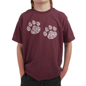 Meow Cat Prints - Boy's Word Art T-Shirt