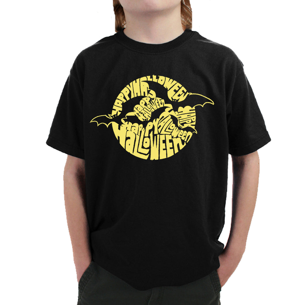 Halloween Bats  - Boy's Word Art T-Shirt