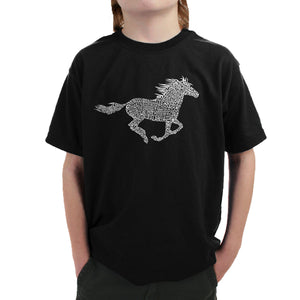 Horse Breeds - Boy's Word Art T-Shirt