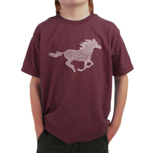 Horse Breeds - Boy's Word Art T-Shirt