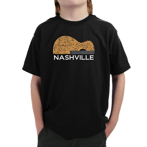 Nashville Guitar - Boy's Word Art T-Shirt