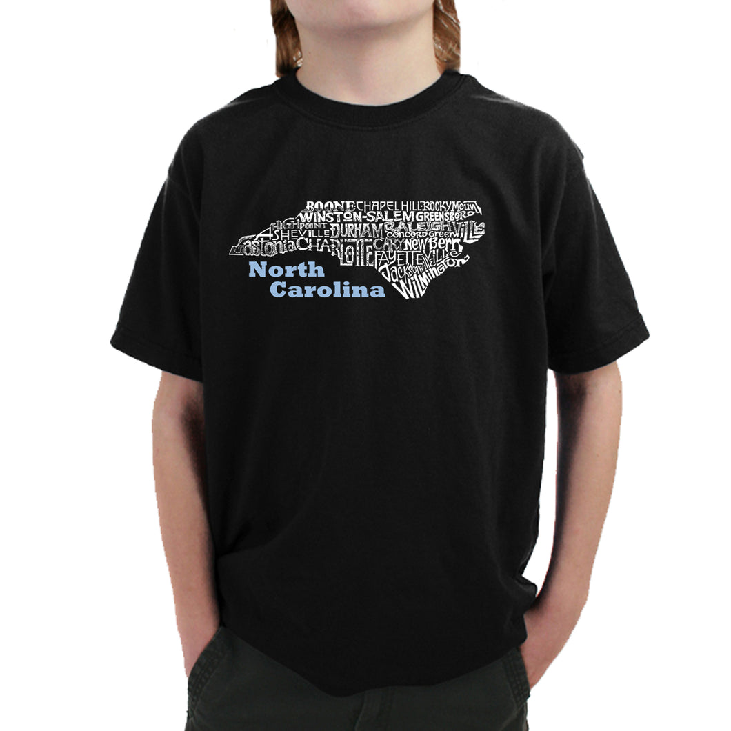 North Carolina - Boy's Word Art T-Shirt