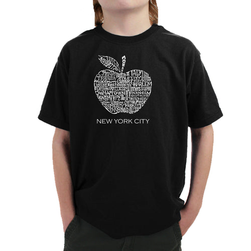 Neighborhoods in NYC - Boy's Word Art T-Shirt