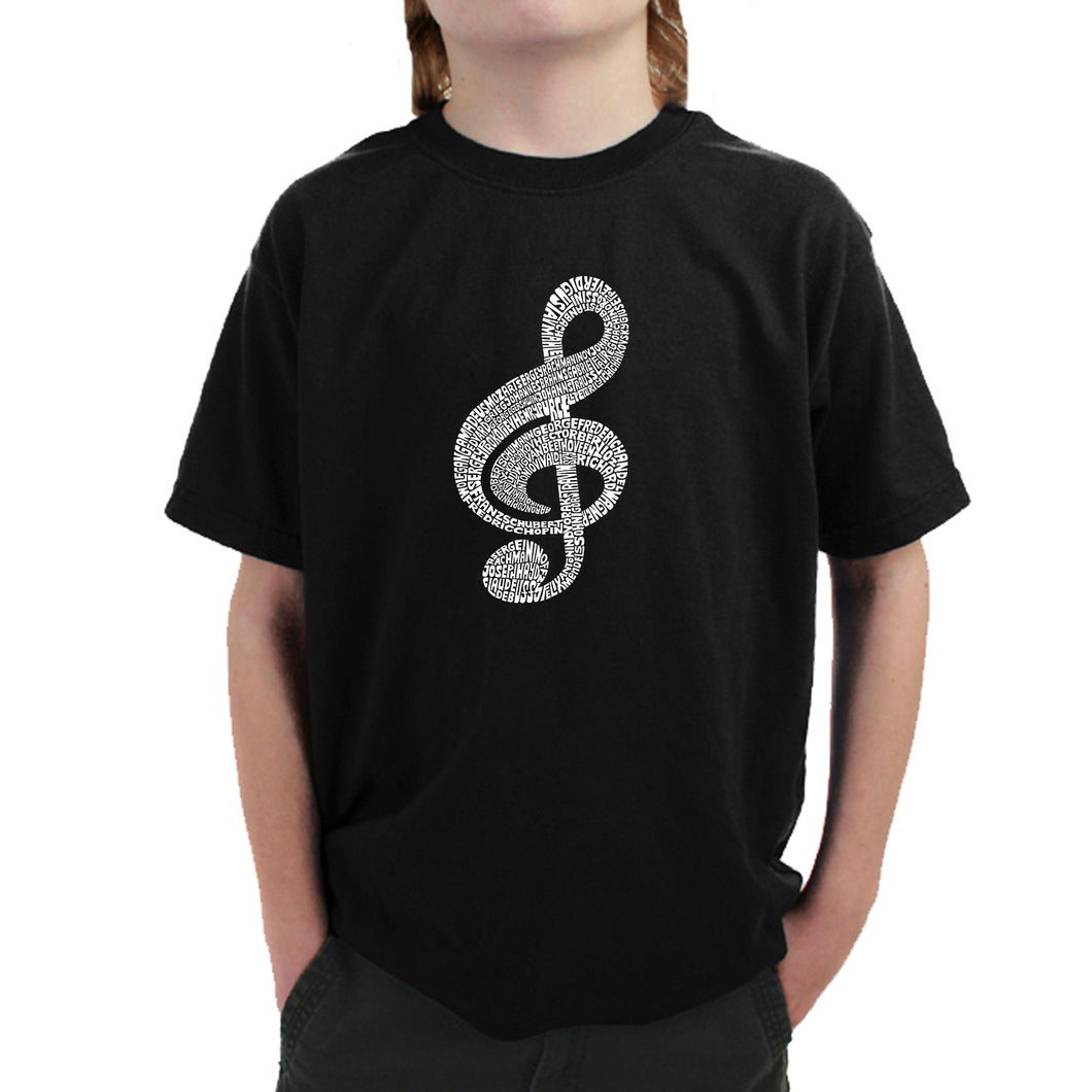 Music Note -  Boy's Word Art T-Shirt