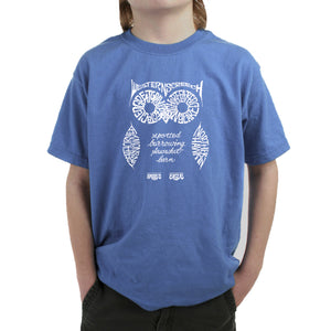 Owl -  Boy's Word Art T-Shirt