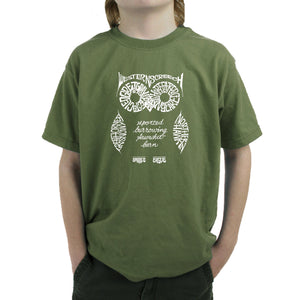Owl -  Boy's Word Art T-Shirt