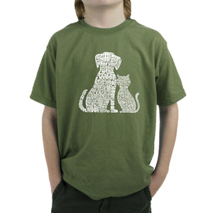 Dogs and Cats  - Boy's Word Art T-Shirt