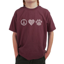 Load image into Gallery viewer, Peace Love Cats  - Boy&#39;s Word Art T-Shirt