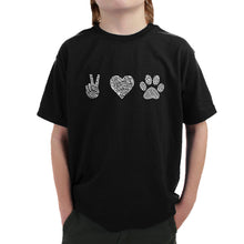 Load image into Gallery viewer, Peace Love Dogs  - Boy&#39;s Word Art T-Shirt