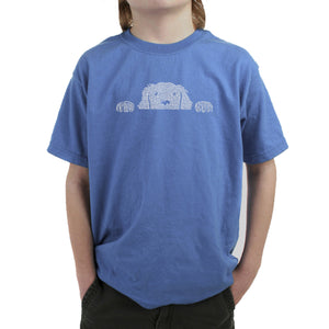 Peeking Dog  - Boy's Word Art T-Shirt