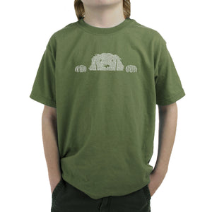 Peeking Dog  - Boy's Word Art T-Shirt