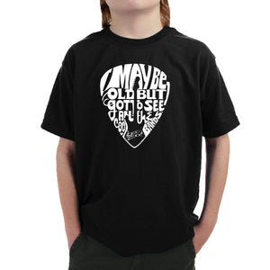 Guitar Pick  - Boy's Word Art T-Shirt