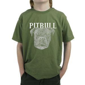 Pitbull Face - Boy's Word Art T-Shirt