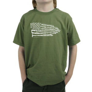 Pledge of Allegiance Flag  - Boy's Word Art T-Shirt