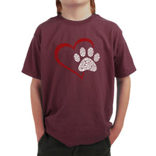 Load image into Gallery viewer, Paw Heart - Boy&#39;s Word Art T-Shirt