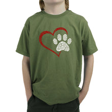 Load image into Gallery viewer, Paw Heart - Boy&#39;s Word Art T-Shirt