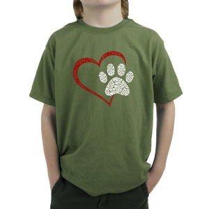 Paw Heart - Boy's Word Art T-Shirt