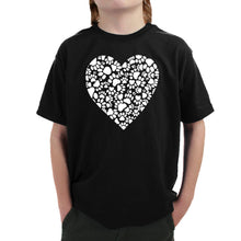 Load image into Gallery viewer, Paw Prints Heart  - Boy&#39;s Word Art T-Shirt