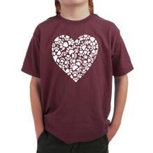 Load image into Gallery viewer, Paw Prints Heart  - Boy&#39;s Word Art T-Shirt