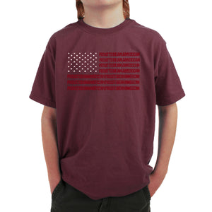 Proud To Be An American - Boy's Word Art T-Shirt
