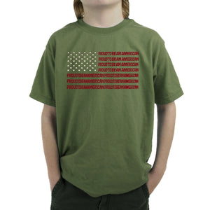 Proud To Be An American - Boy's Word Art T-Shirt