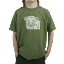 Load image into Gallery viewer, Pug Face - Boy&#39;s Word Art T-Shirt