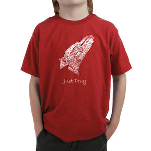 Prayer Hands -  Boy's Word Art T-Shirt